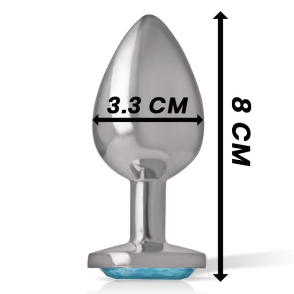 INTENSE - ALUMINUM METAL ANAL PLUG WITH BLUE GLASS SIZE M 5